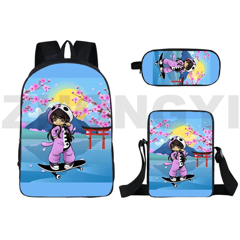 Ransel 3D untuk remaja wanita Kawaii kembali ke sekolah 16 inci Anime 3 buah/Set sebagai tas kucing untuk Gadis bepergian ransel siswa