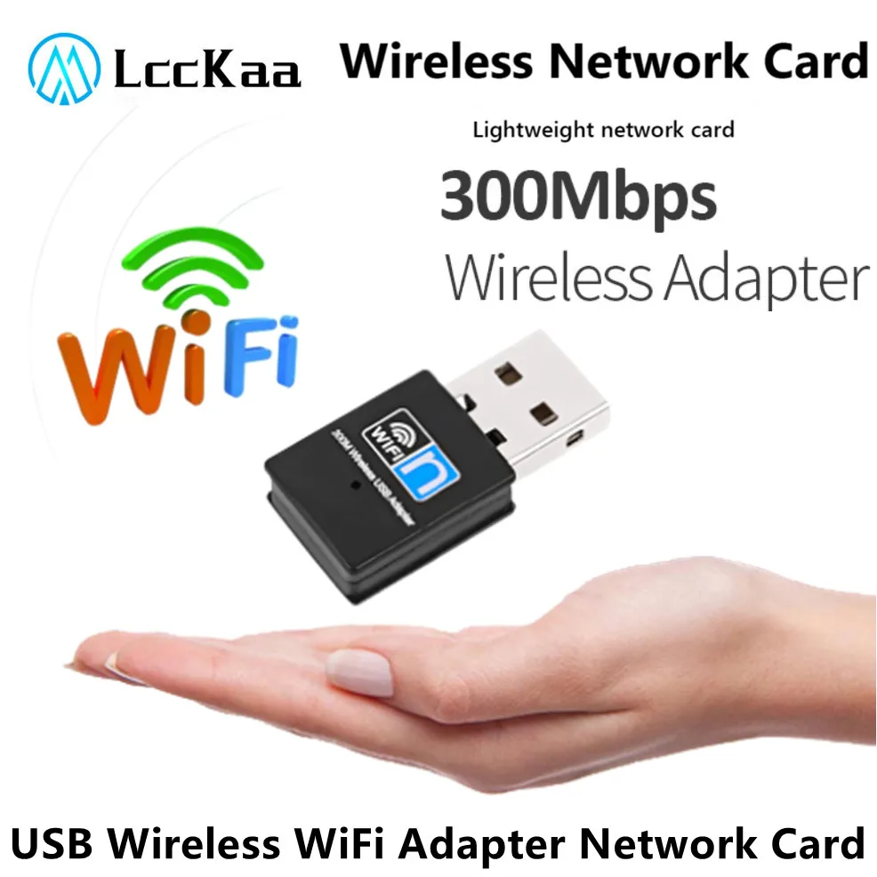 

LccKaa USB WiFi Adapter 300Mbps 2.4GHz USB 2.0 WiFi Dongle 802.11 n/g/b Wireless Network Card for Laptop Desktop PC Computer