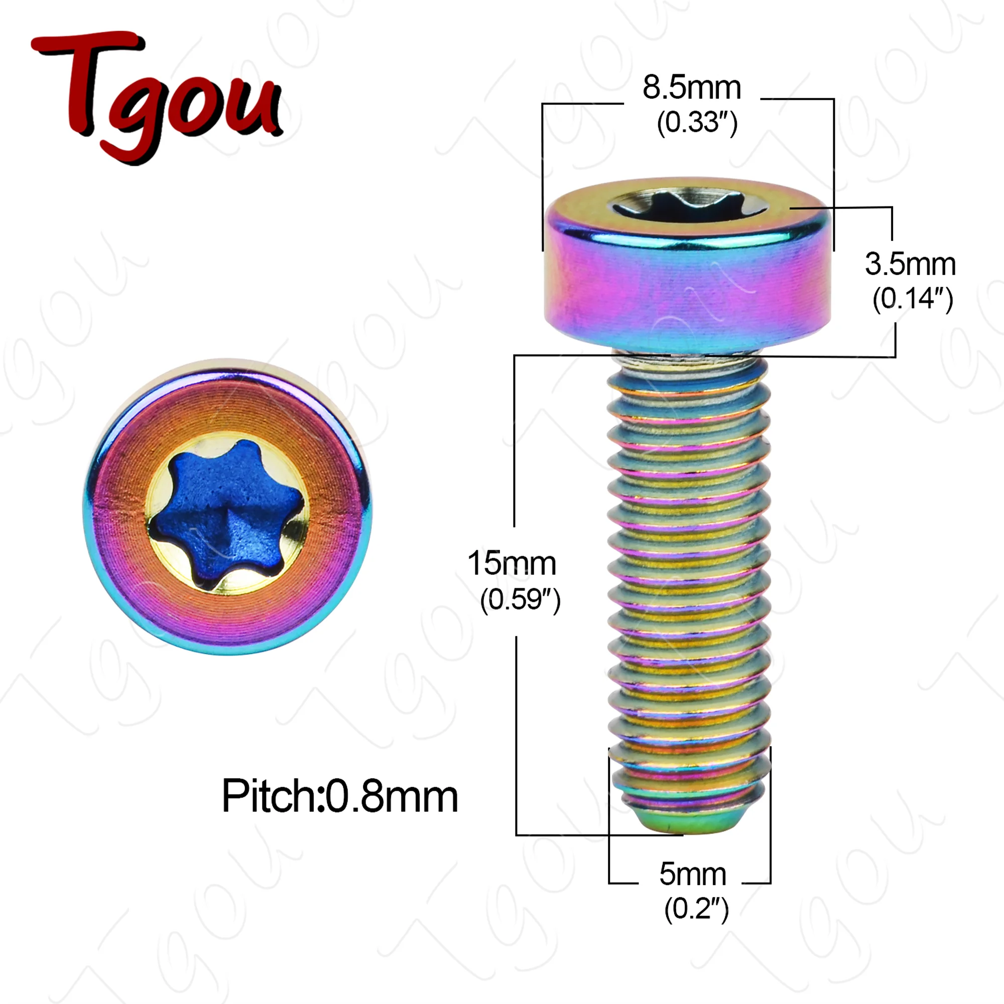 Tgou Titanium Bolts M5x15mm Torx T25 Square Head Screws for Bike Handlebar Derailleur Lever Fixing