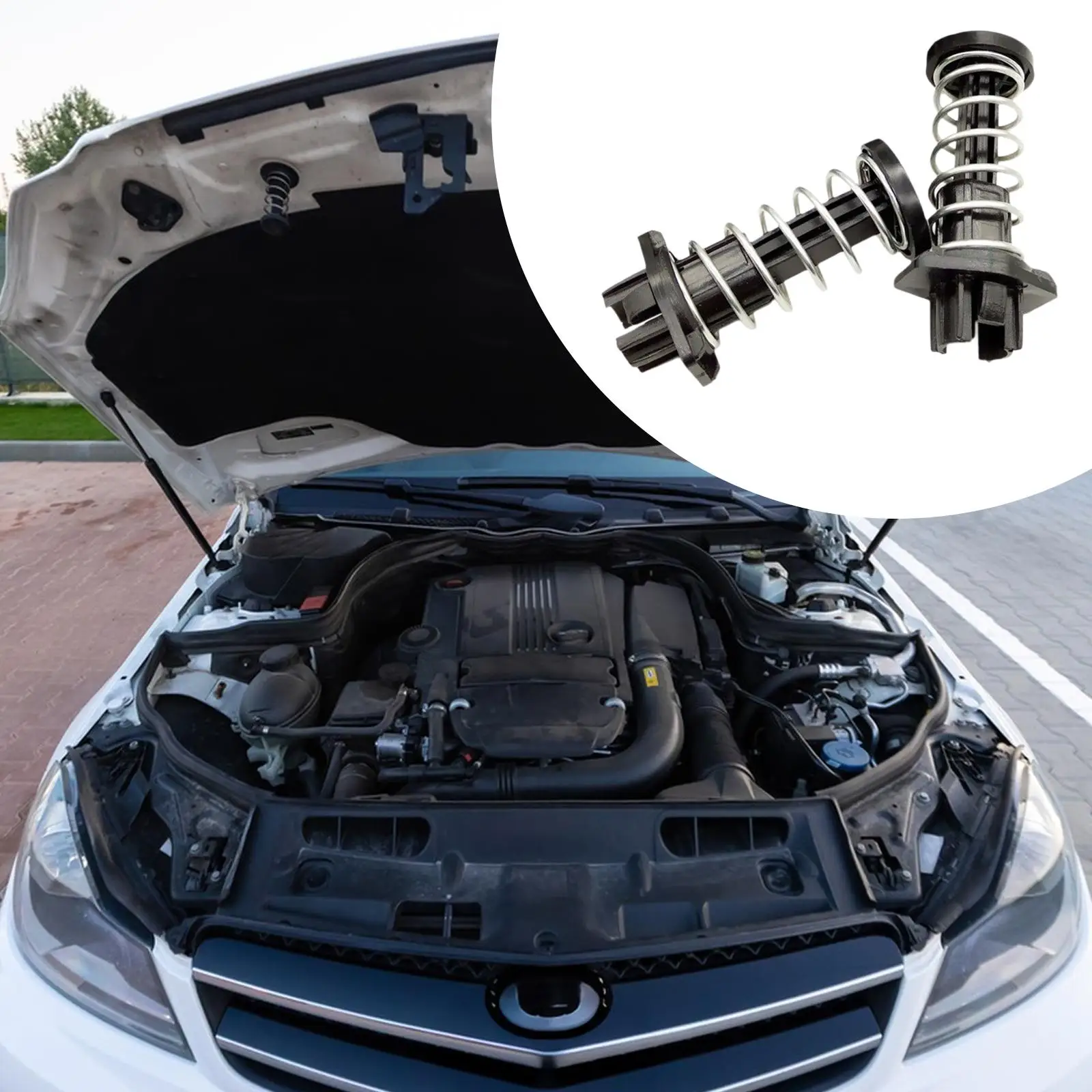 

Adjustable Hood Catch Spring PP Black Car Hood Accessory Clip on Engine Cover Holder for Vehicle Maintenance