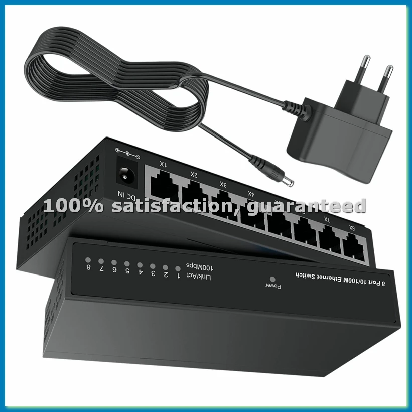 

8-портовый гигабитный Ethernet-коммутатор RJ45, интернет-сплиттер, интеллектуальный коммутатор, сетевой коммутатор Ethernet, 10/100 Мбит/с, EU Plug-ABWO