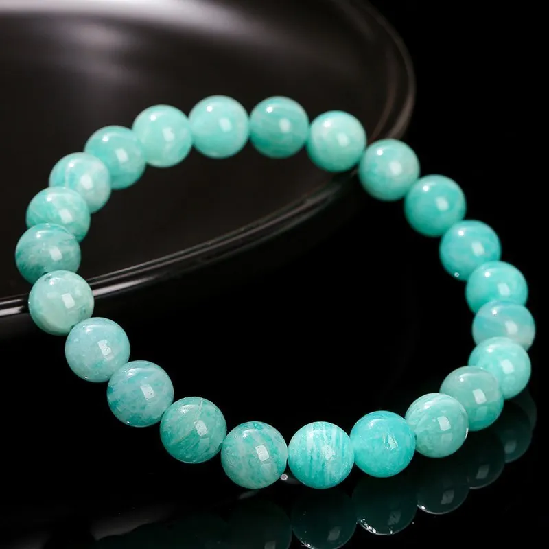 JD Natural Stone Amazonite Beaded Strand Bracelet Women Men Handmade Stretch Rope Bracelet Luxury Jewelry Energy Healing Gift