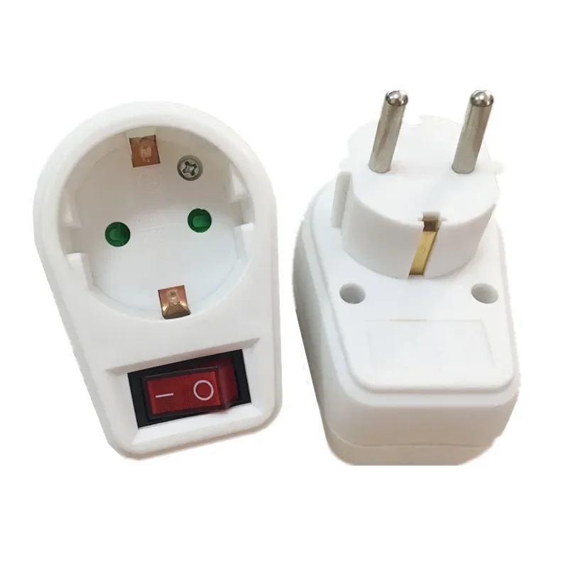 

European Type Conversion Plug With Switch Neon Indicator 16A Travel Plugs 1 TO 1 Way EU Standard Power Adapter Socket