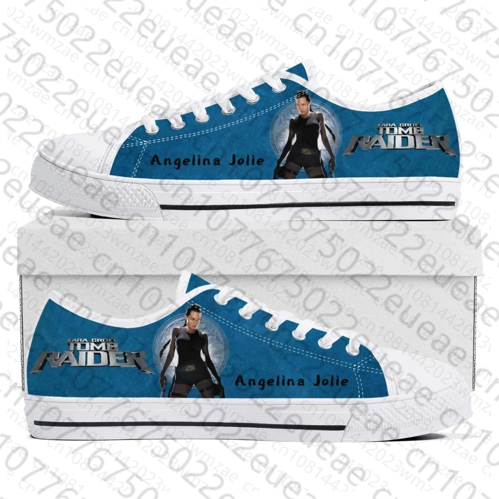 Lara Croft Tomb Raider Low Top Sneakers Mens Womens Teenager Angelina Jolie Canvas Sneaker couple Casual Shoes Custom Made Shoe