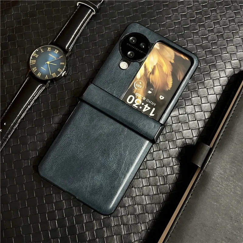 Pu Leather Phone Case For OPPO Find N3 Flip Solid Color Hinge Protect Shell Cover