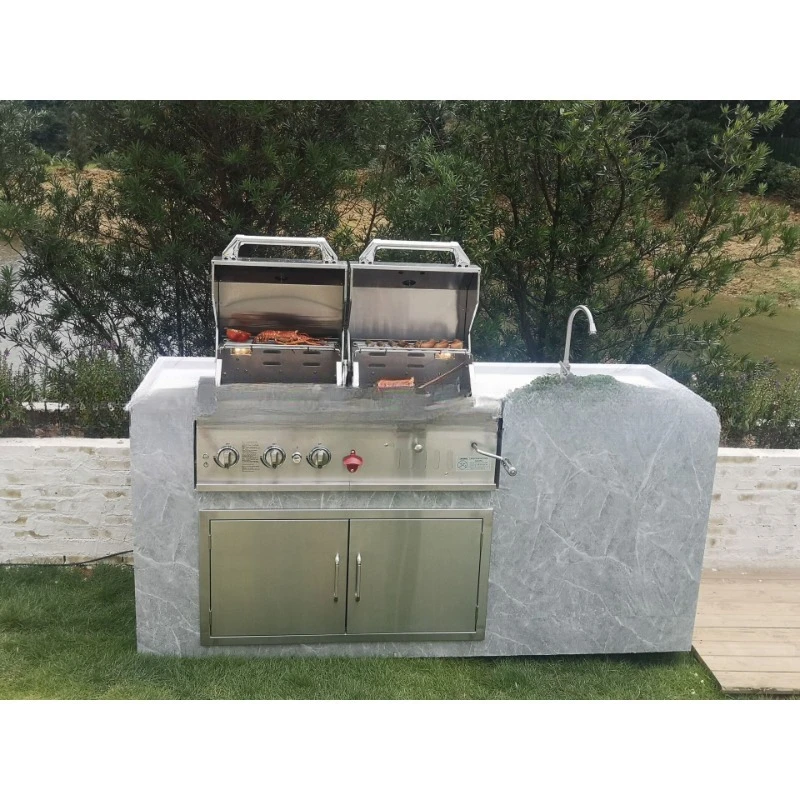 Stainless Steel Built-in Gas BBQ Grill Outdoor Charcoal BBQ Table Thickened Home Use BBQ
