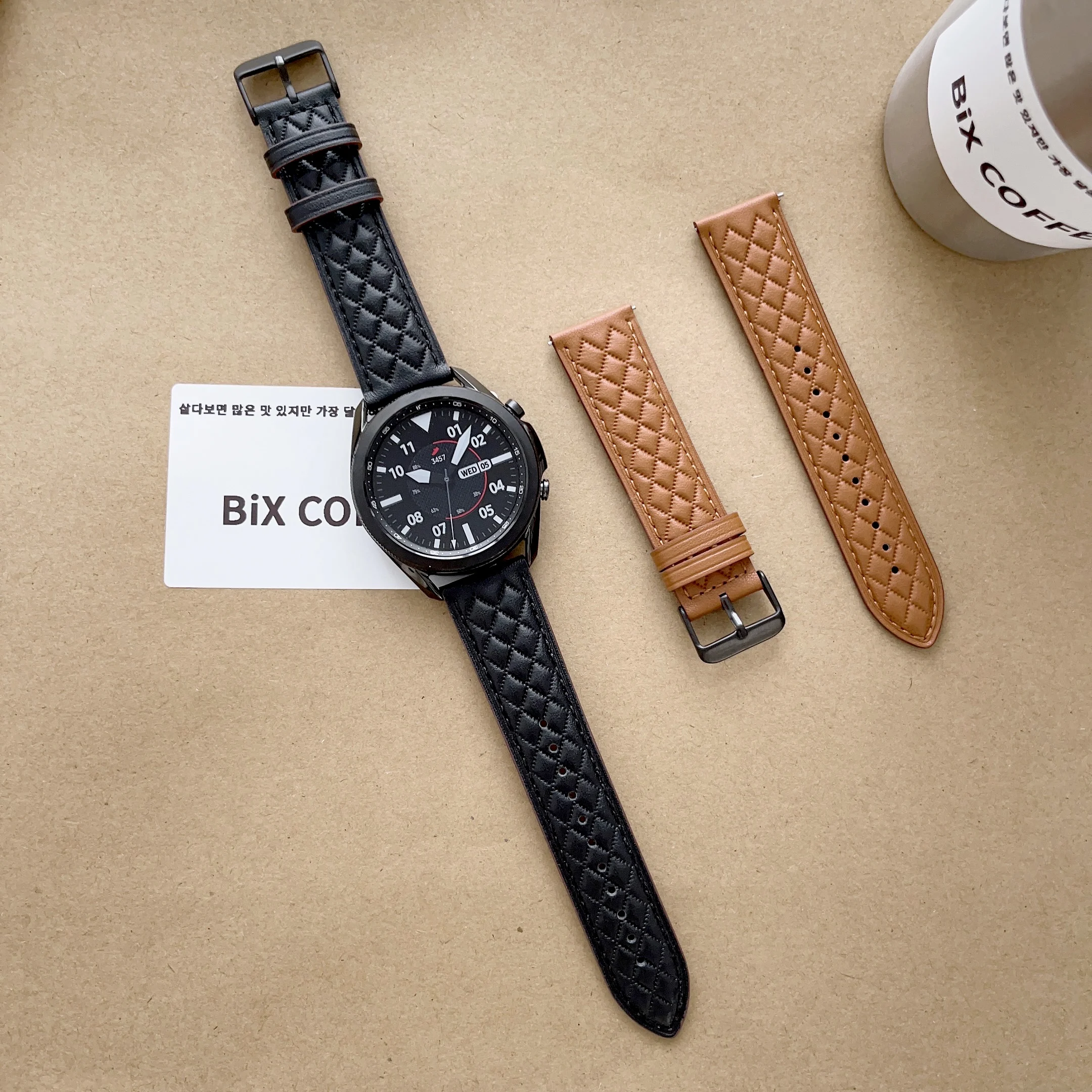 Leather Strap for Samsung Galaxy Watch 4/5/6 Huawei Watch 3/4/3 Pro Smartwatch Replacement Wristband for Amazfit GTR/GTS Band