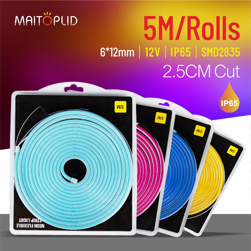 5 m/rolls wąska lampa neonowa taśma 6mm DIY LED SMD 2835 120LEDs IP65 wodoodporna miękka lekka Bar świąteczna dekoracja świąteczna