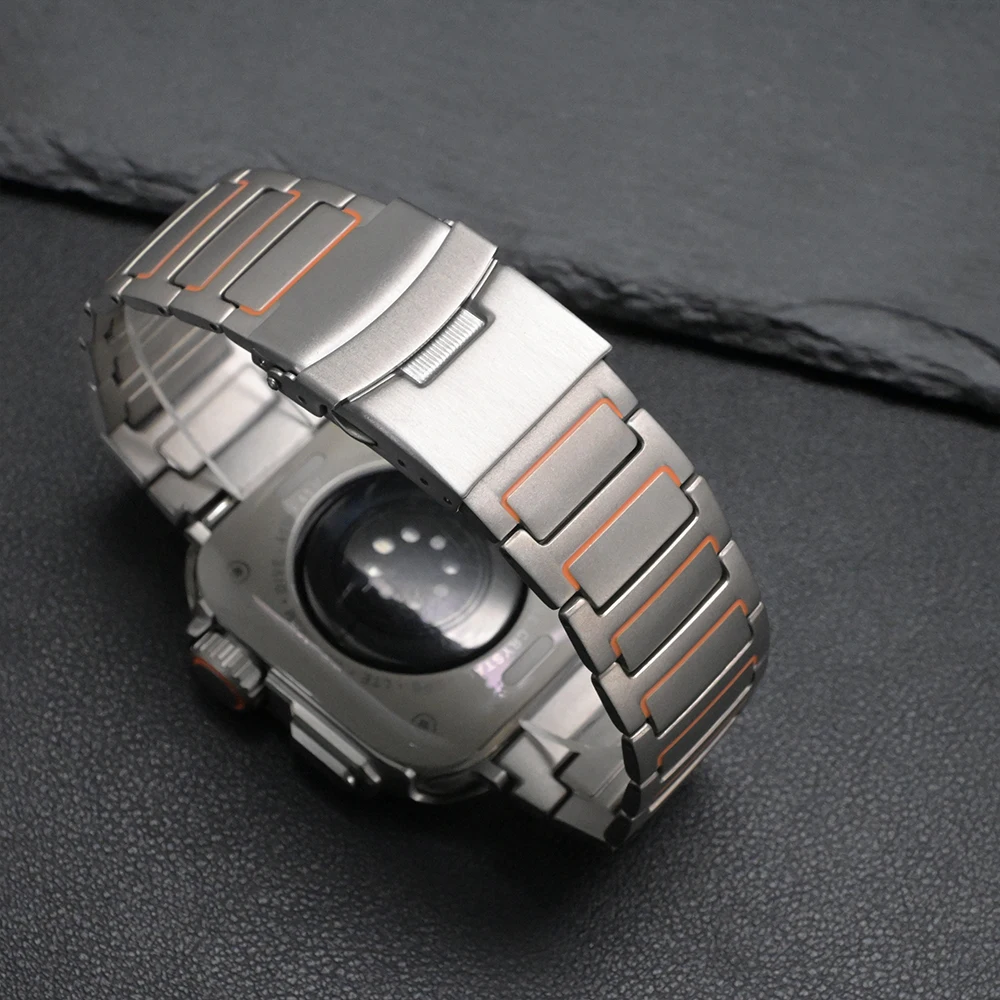 سبائك التيتانيوم الفرقة ل Appe ساعة Ultra49mm الفاخرة الرجال حزام ل iWatch10 9 8 7 Se 4/5/6 46 مللي متر 45 مللي متر 44 مللي متر الأعمال سوار معدني