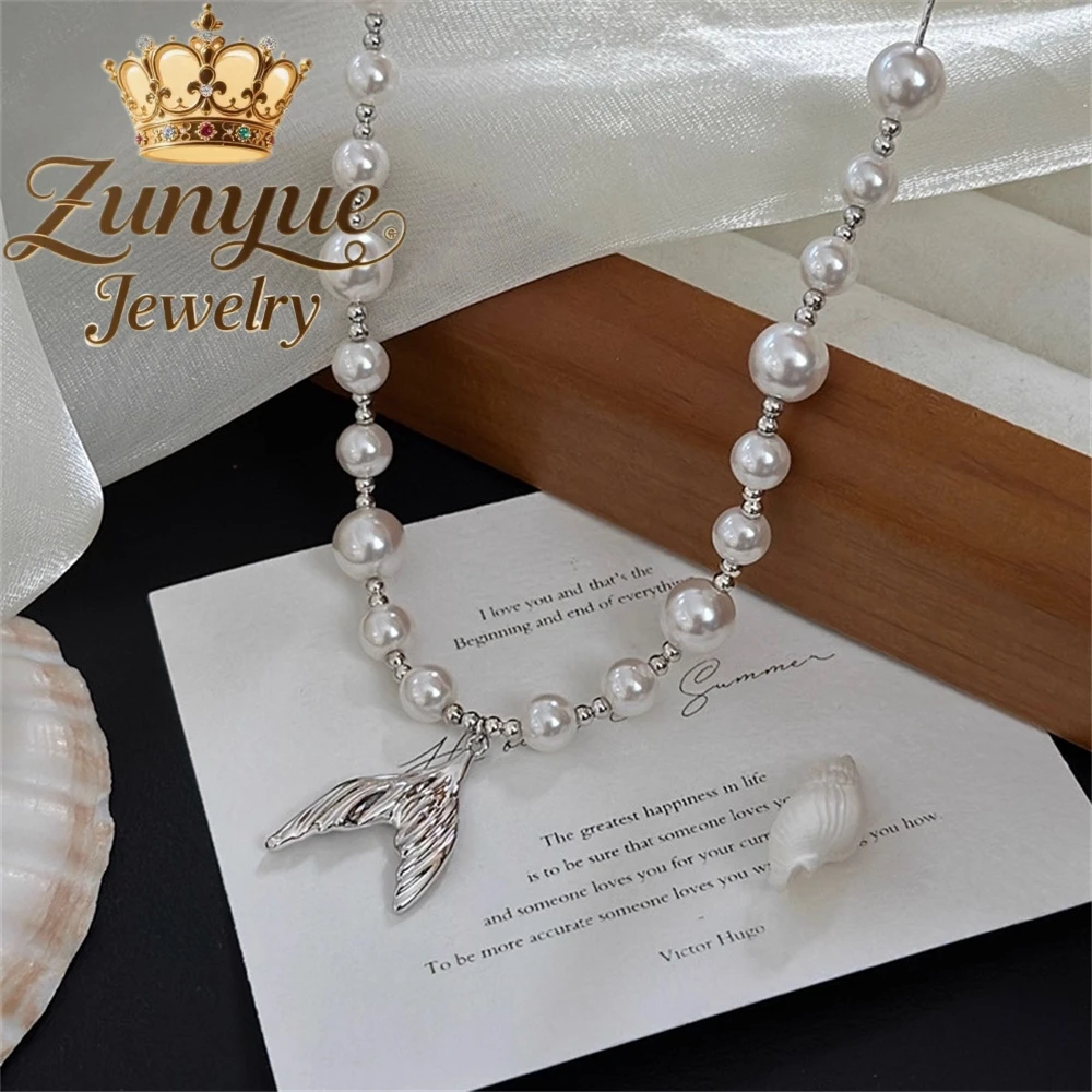 

Fishtail Pendant, Pearl Necklace, Collarbone Chain, Light Luxury, Niche And High-End Neckchain Charms Exquisite Fashion Jewelry