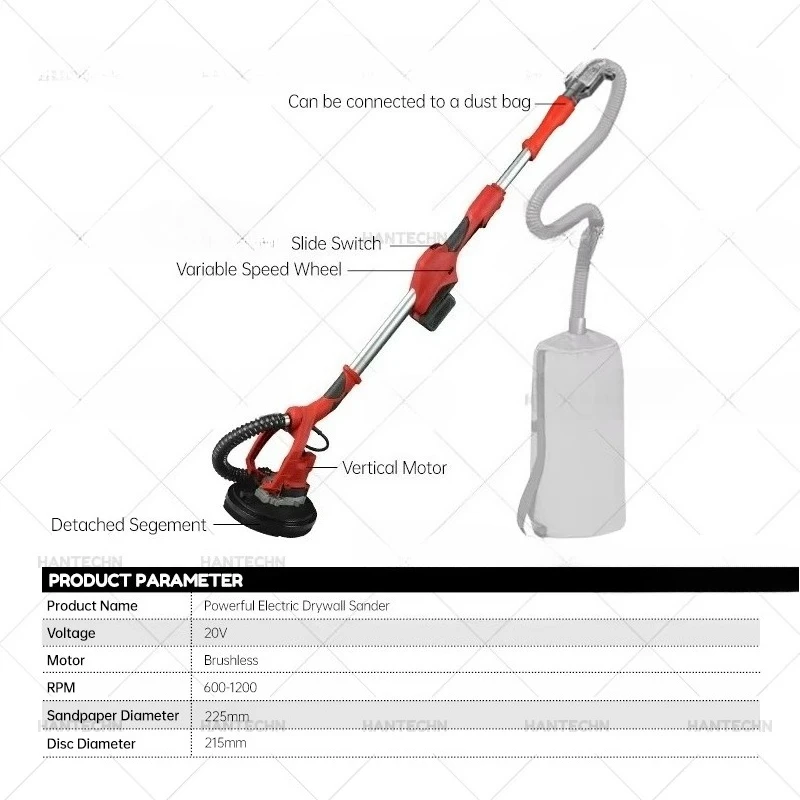 

With Vacuum System Dust Collection 20v Cordless Brushless Dust Free Electric Putty Drywall Sander