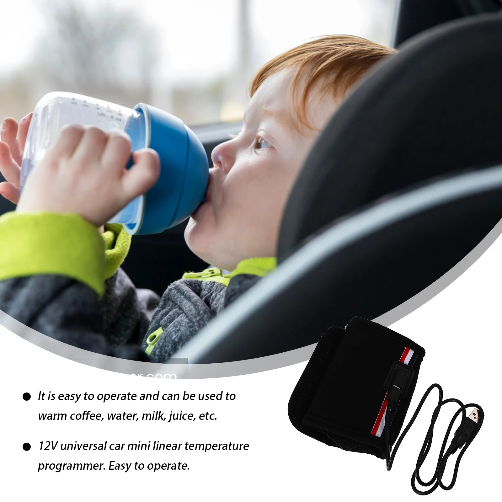 12V Car Baby Bottle Warmer Heater Portable Mini Travel Milk Coffee Water Juice Cup Heating Cover Black Baby Bottle Warmer
