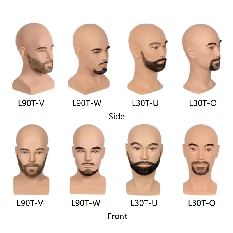 Lifesize Male Mannequin Head with Beard Display For Wig Mask Hat Dummy Head Model Props