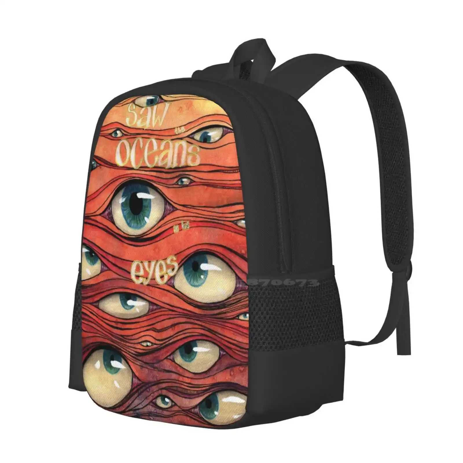 Oceans Of Eyes Backpack For Student School Laptop Travel Bag Eyes Psychedelic Watercolours Ink