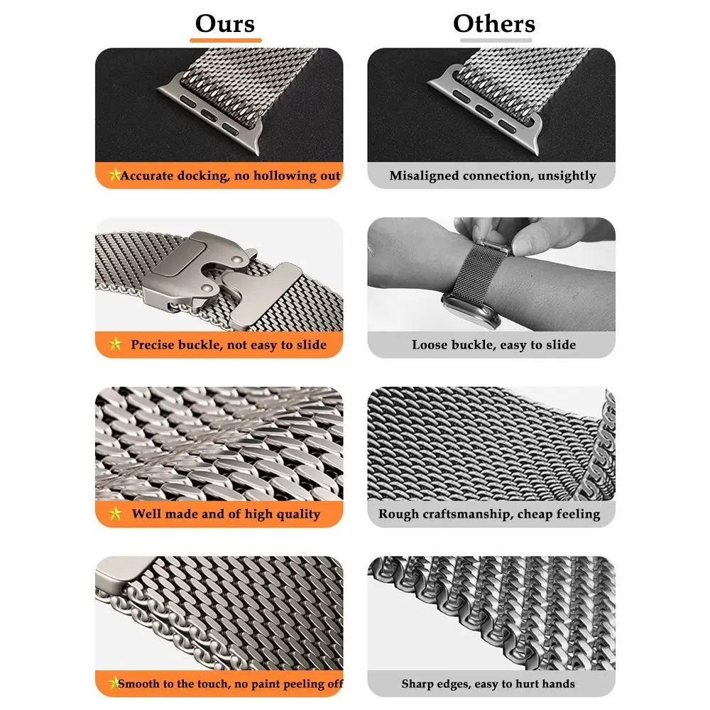 

Ремешок для Apple Watch 38 мм, 40 мм, 41 мм, 42 мм, 44 мм, 45 мм, 49 мм, миланская сетчатая петля для iWatch Ultra 2 серии 10 9 8 7 6 SE 5 4 3