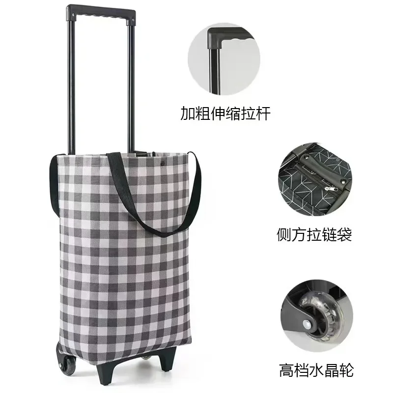 

Portable Large capacity Portable/Pull rod type Foldable Shopping bag With wheels cart bag Portable bag