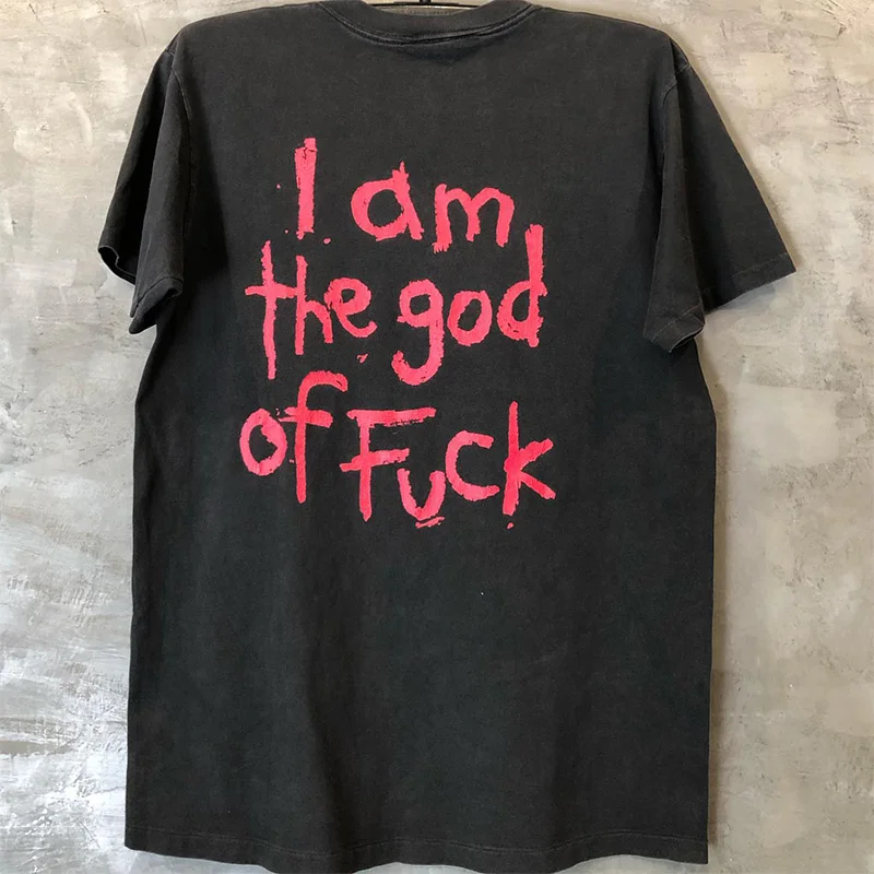 Marilyn Manson Vintage High Street Vibe Loose Short Sleeve T-Shirt Unisex Fashionable Cotton Top for Youth round Neck Print
