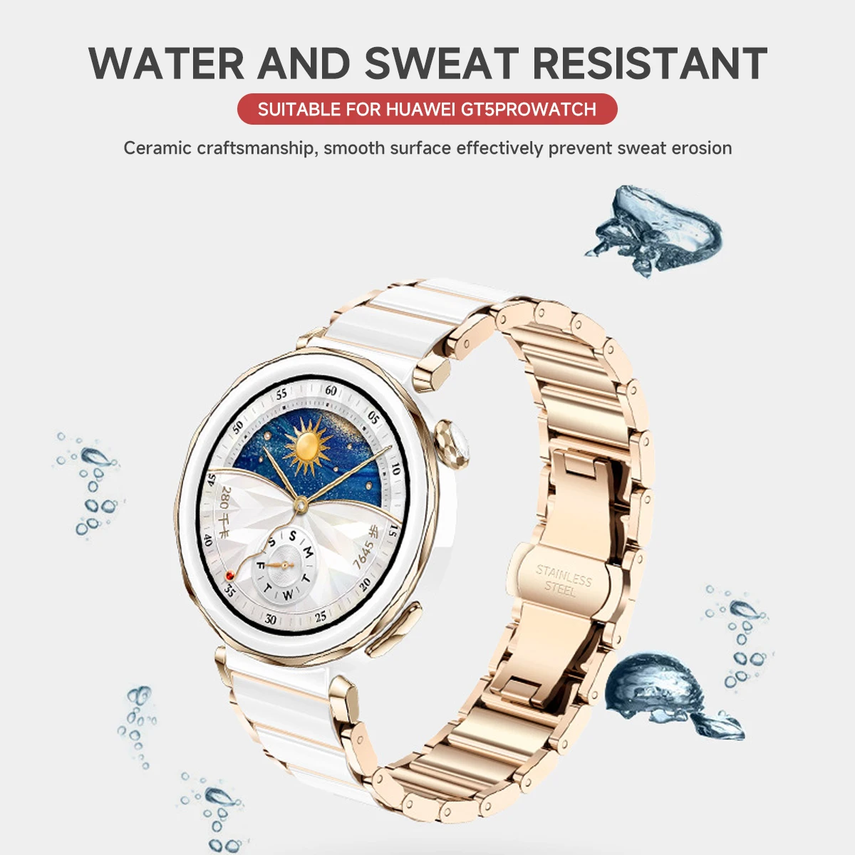 18mm Keramik-Edelstahl-Armband für Huawei Watch GT7 GT6 GT5 Pro GT4 41mm 42mm Damen Schnellwechsel-Metallarmband Ersatzteile – Detail 4