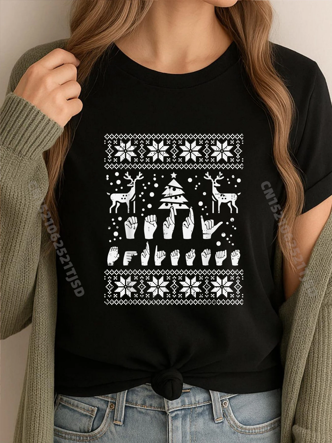 

Merry Christmas Sign Language Asl Deaf Ugly Christmas Hiphop Streetwear Breathable Man Luxury