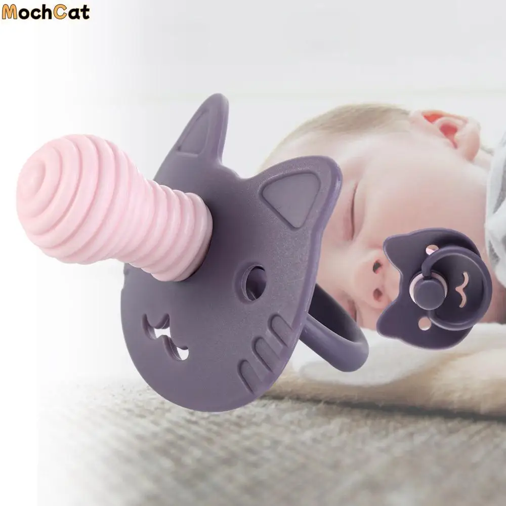 

Lithe Sanitary Soft Cat Shape Contrast Color Safety Non-slip Food Grade Soother Baby Pacifier Infant Nipple Nursing Accessory