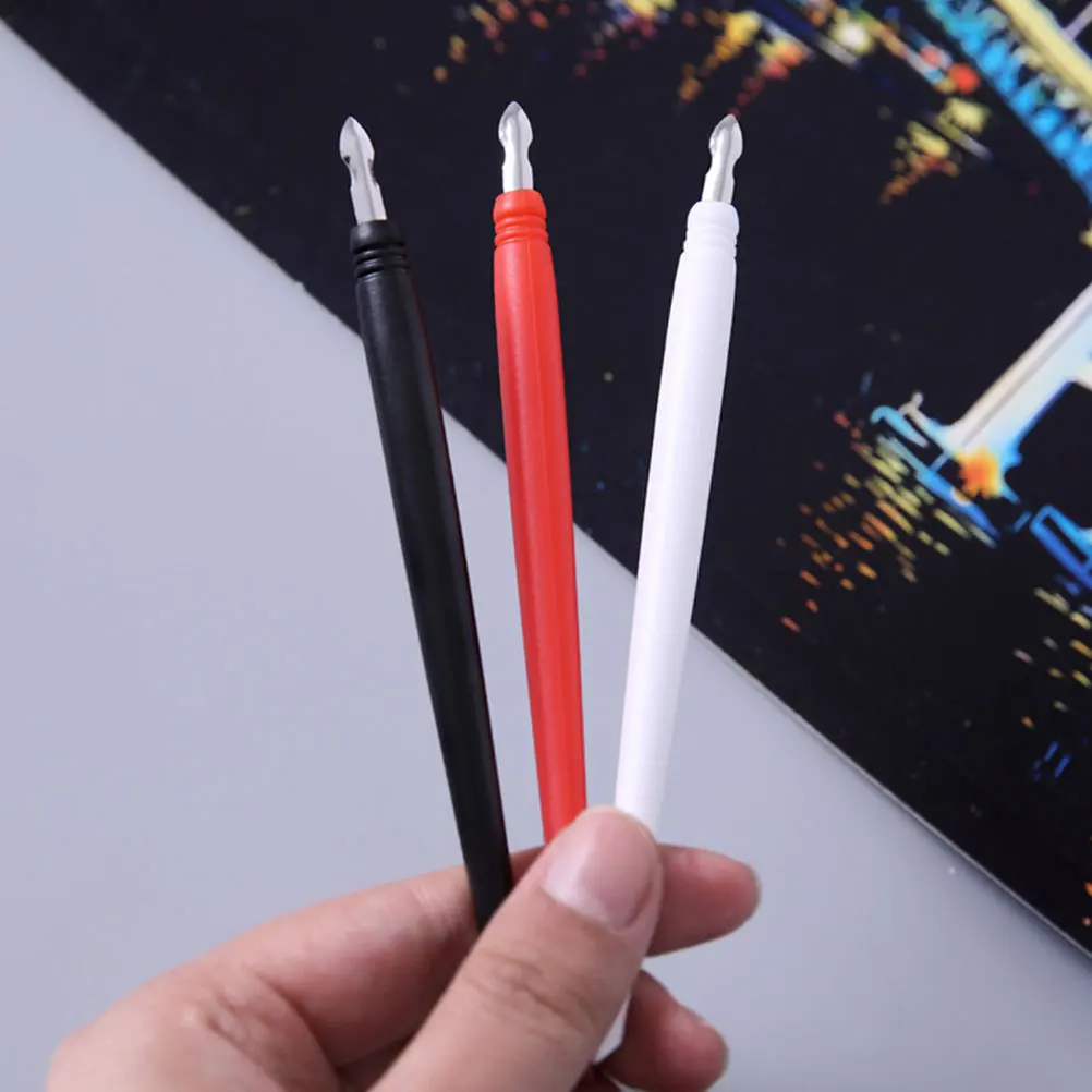 

12 pcs Scratch Painting Pens Metal Tip Reusable For Scratch Paper Art Diy Drawing Tools Kids Adults Creative Project Art