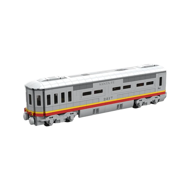 

City Train Railway Carriage Building Blocks 8-Wide MOC Classic Silver Passenger Wagon Bricks DIY Vehicle Model Toys for Children