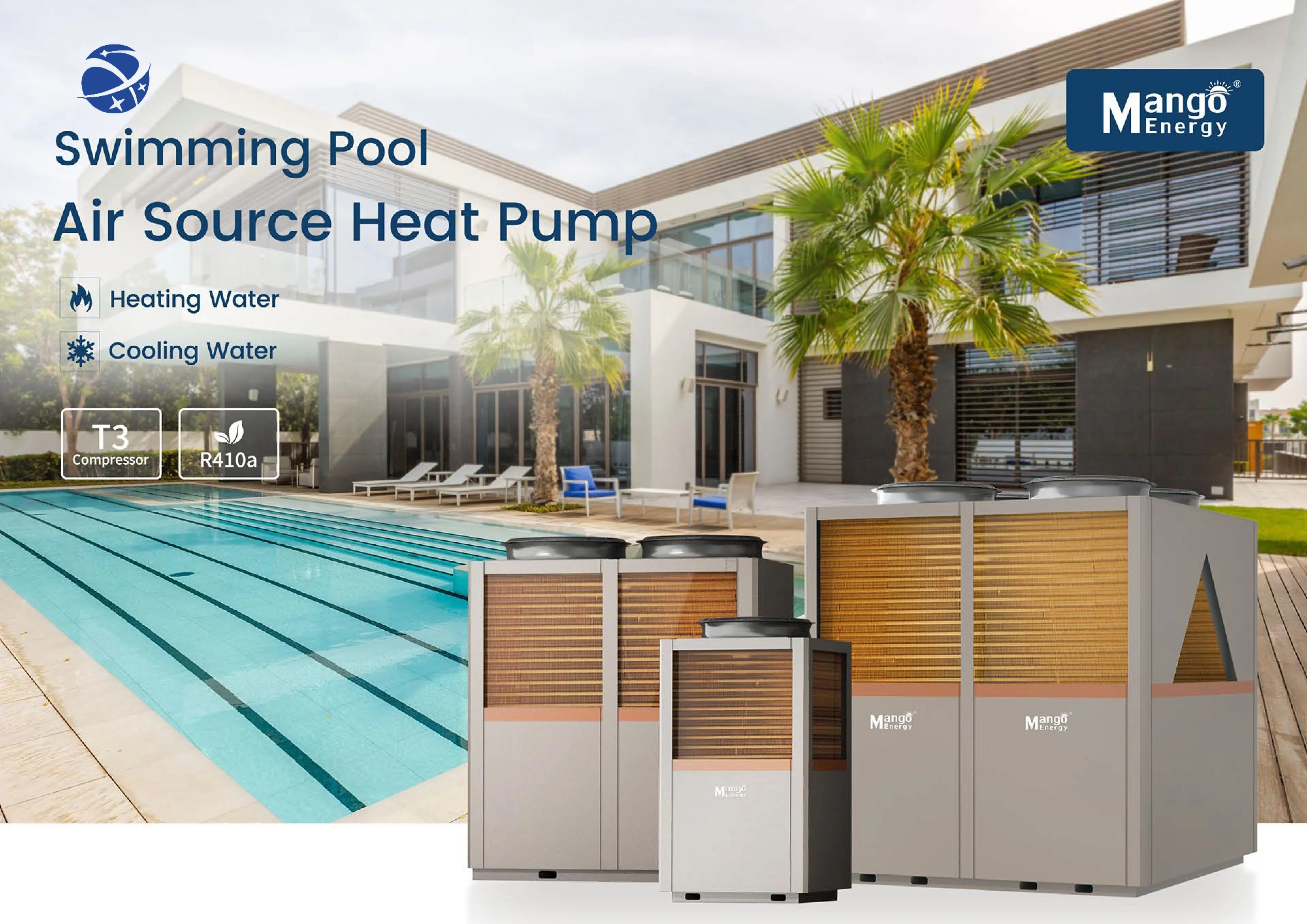 commercial spa swimming pool heat pump water heater with wifi remote control with heating capacity 90kw-126kw 15hp-25hp