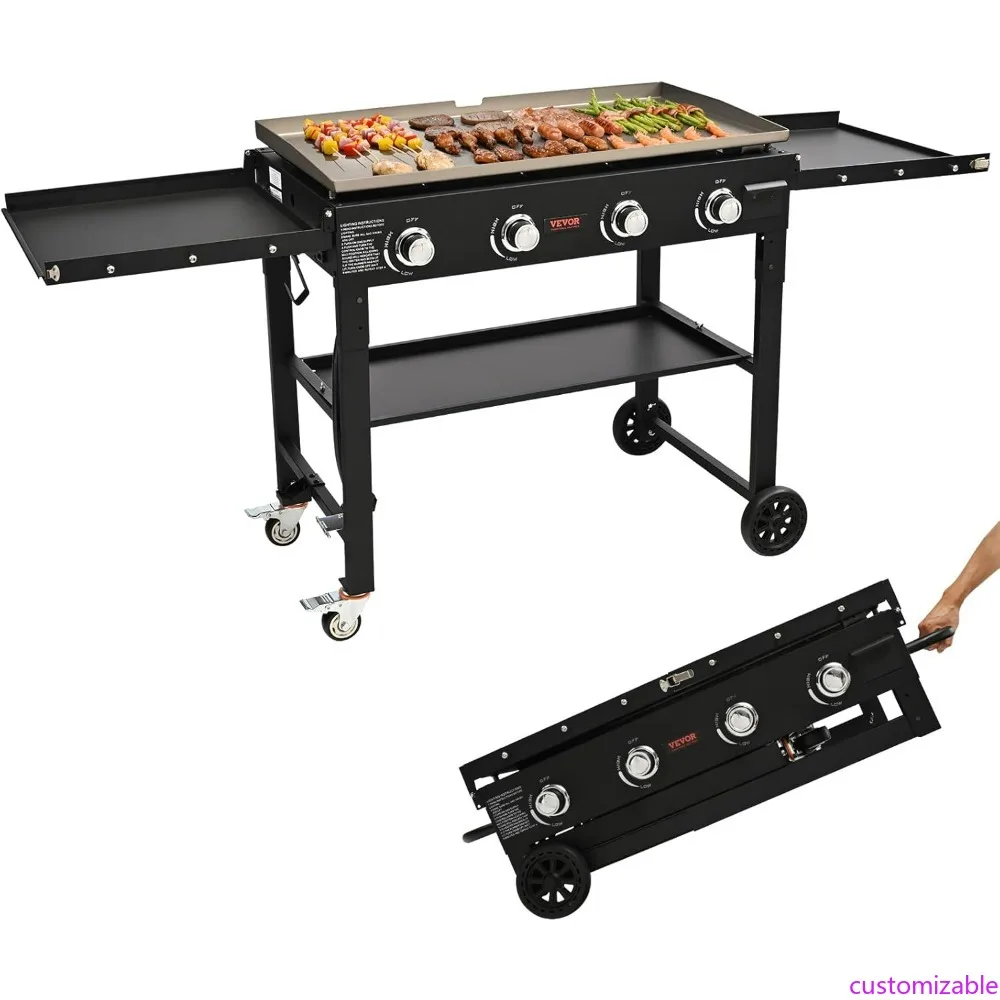 

Прочная 36-дюймовая уличная пропановая сковорода с боковыми полками для хранения