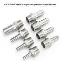 6mm 8mm 10mm 12mm 1/2 ""1/4"" 3/8 ""1/8"" 304 Acero inoxidable BSP rosca macho instalación de tuberías manguera de púas conector de acoplamiento de junta de Pagoda