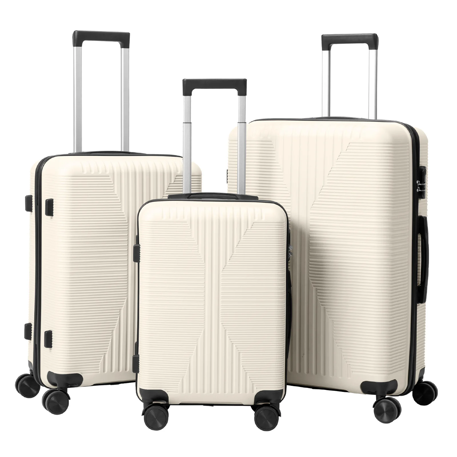 

PP Trolley Case 20in 24in 28in 3PCS Suitcase Set Off White