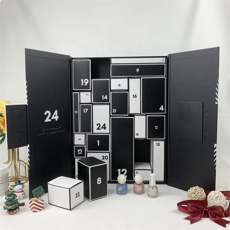 Customized queryChristmas Advent Calendar Box 2023 24 Days Countdown to Christmas Printed Cardboard Gift Treasure Box with Logo