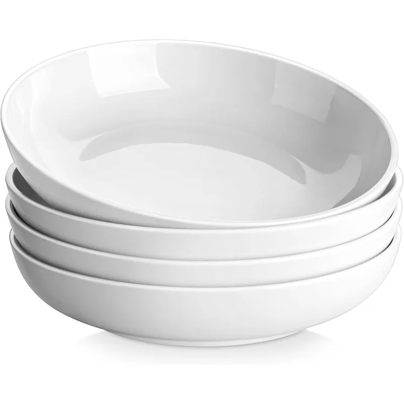 

10" Large Pasta Bowls, 56 OZ White Salad Bowls Soup Bowls, Porcelain Serving Bowls Set of 4, Large Kitchen