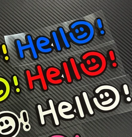 Cute Smile Hello Sticker Set 2PCS Colorful Vinyl Decal Waterproof Letter Car Motorcycle Laptop Bottle Decor