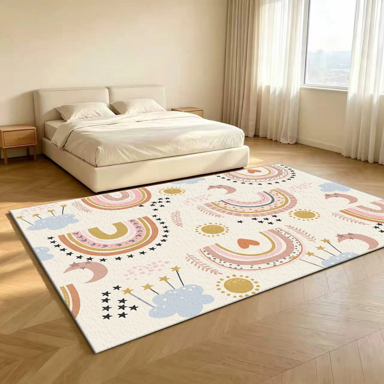 พรมปูพื้นลายสายรุ้ง ดวงจันทร์ - Soft Rug Nursery บทวิจารณ์และราคา