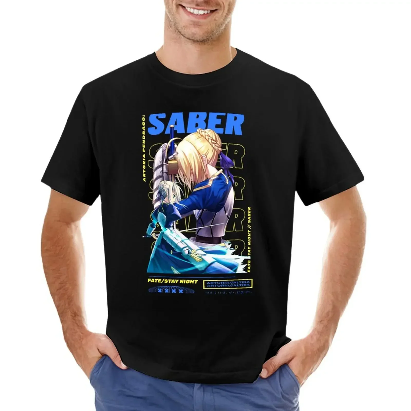 Elliott Smith music T-shirt Saber Fate Stay anime T-shirt summer tops blacks boys whites oversizeds t shirts for men cotton 2024