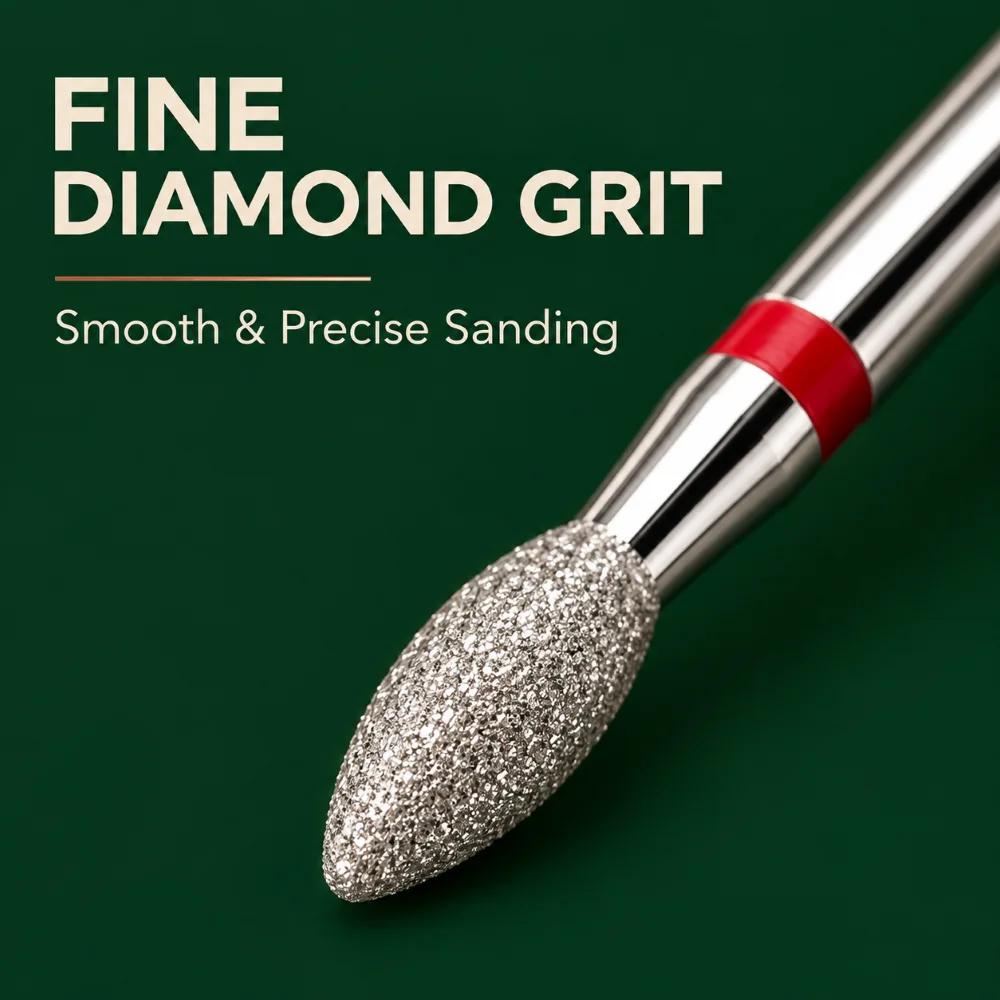 3PCS Fine Grit Diamond 1.8-2.6mm Nail Drill Bits Set for Manicure Pedicure Cuticle Burrs Cleaning Nail Prep Milling Cutter Tools