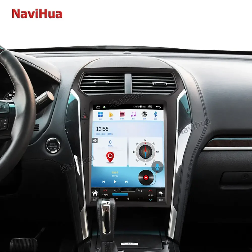 

Navihua 12.1" Touch Screen Android Car Radio DVD Player Navigation for Ford Explorer Tesla Style Carplay Audio Entertainment