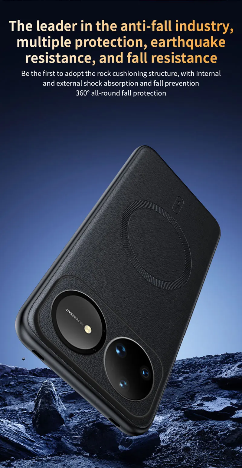 Für Huawei Nova 16 Ultra: Magnetische Lederhülle mit Schutzfunktion, Anti-Fingerabdruck, rutschfest, aus PC+TPU. – Detail 15