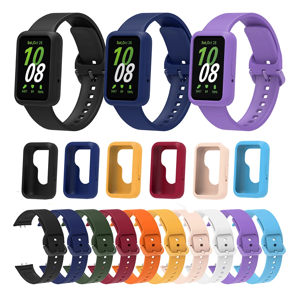 Silicone Strap For Samsung Galaxy Fit 3 Fit3 SM-R390 Bracelet Wrist Band +  Protective Case