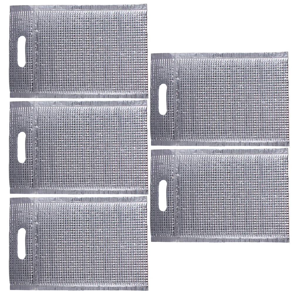 

5Pcs Aluminum Foil Insulation Bag Food Storage Heat Preservation Bag Thermal Lunch Pouch Portable with Hole Home Restaurant Cafe