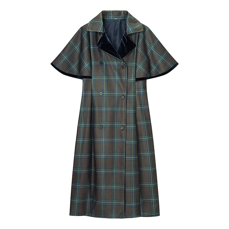 

Women's design sense fashion new plaid woolen coat