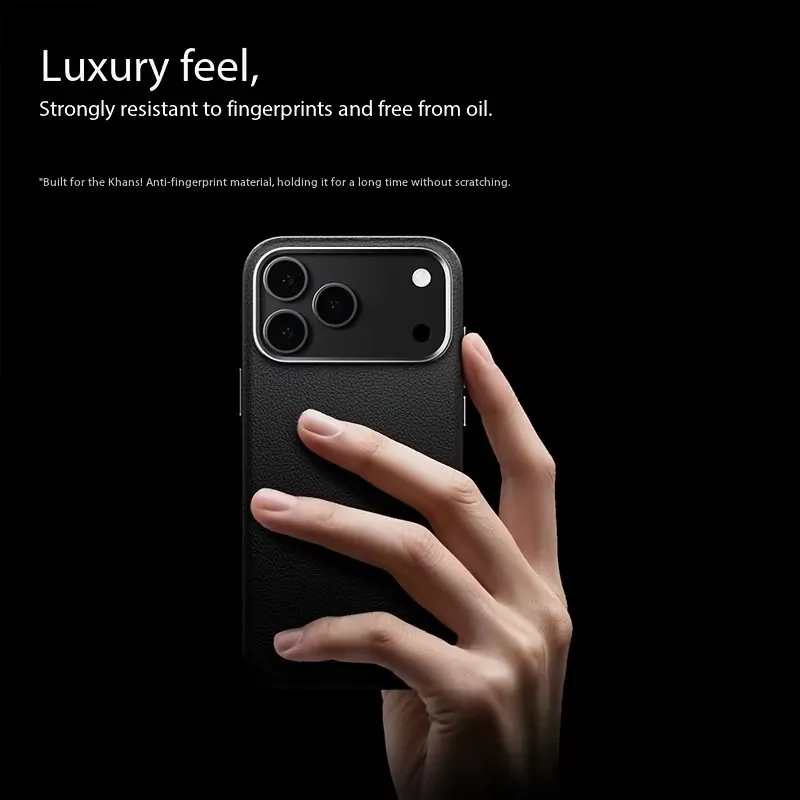 Intelligent AI Integrated Button PU Leather Case for iPhone 17 Pro Max Metal Lens Ultra-thin Original Color Protective Cover