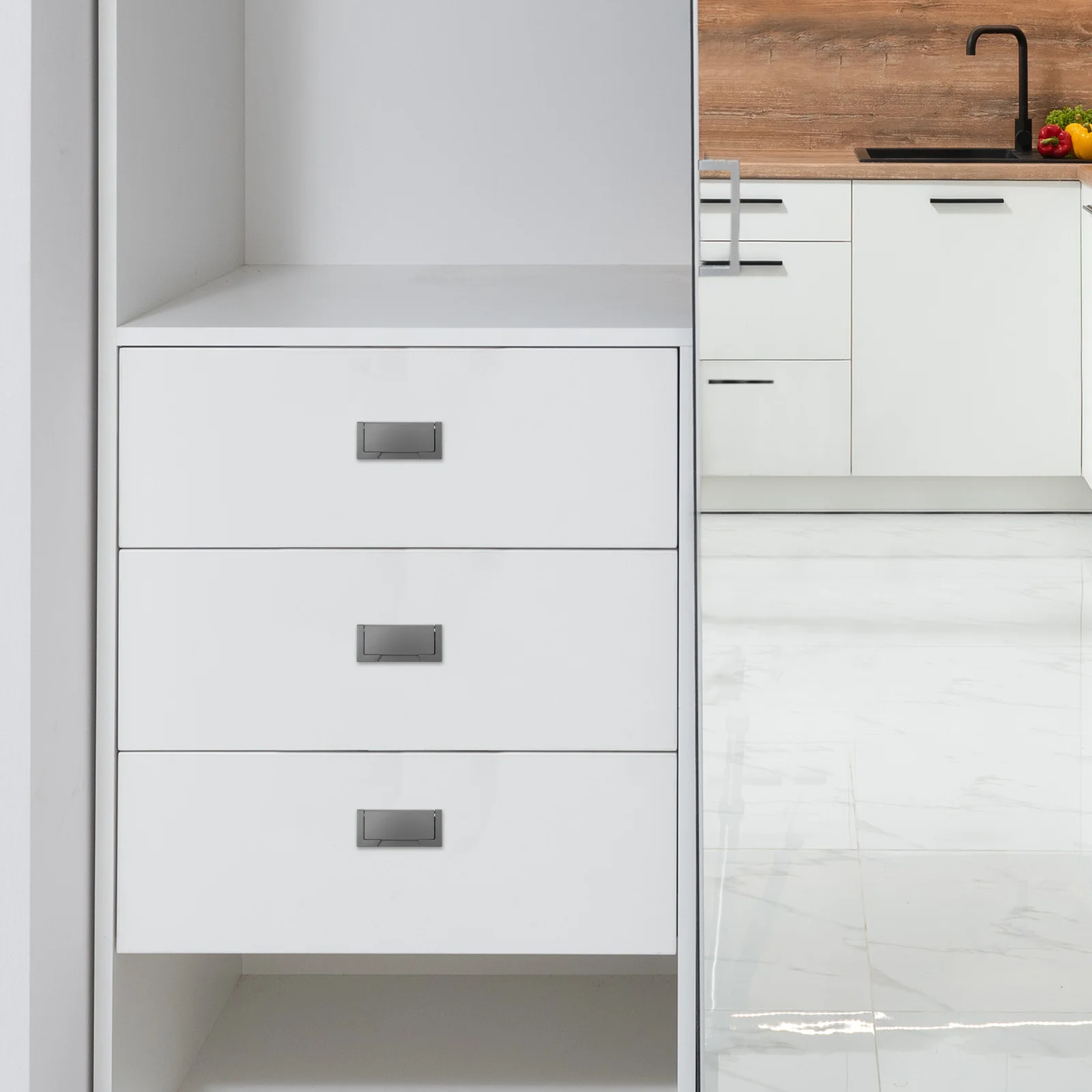 

Flat Alloy Flush Mounted Door Handle Strong Durable for Cabinets Drawers Closets Furniture Drawer Handle