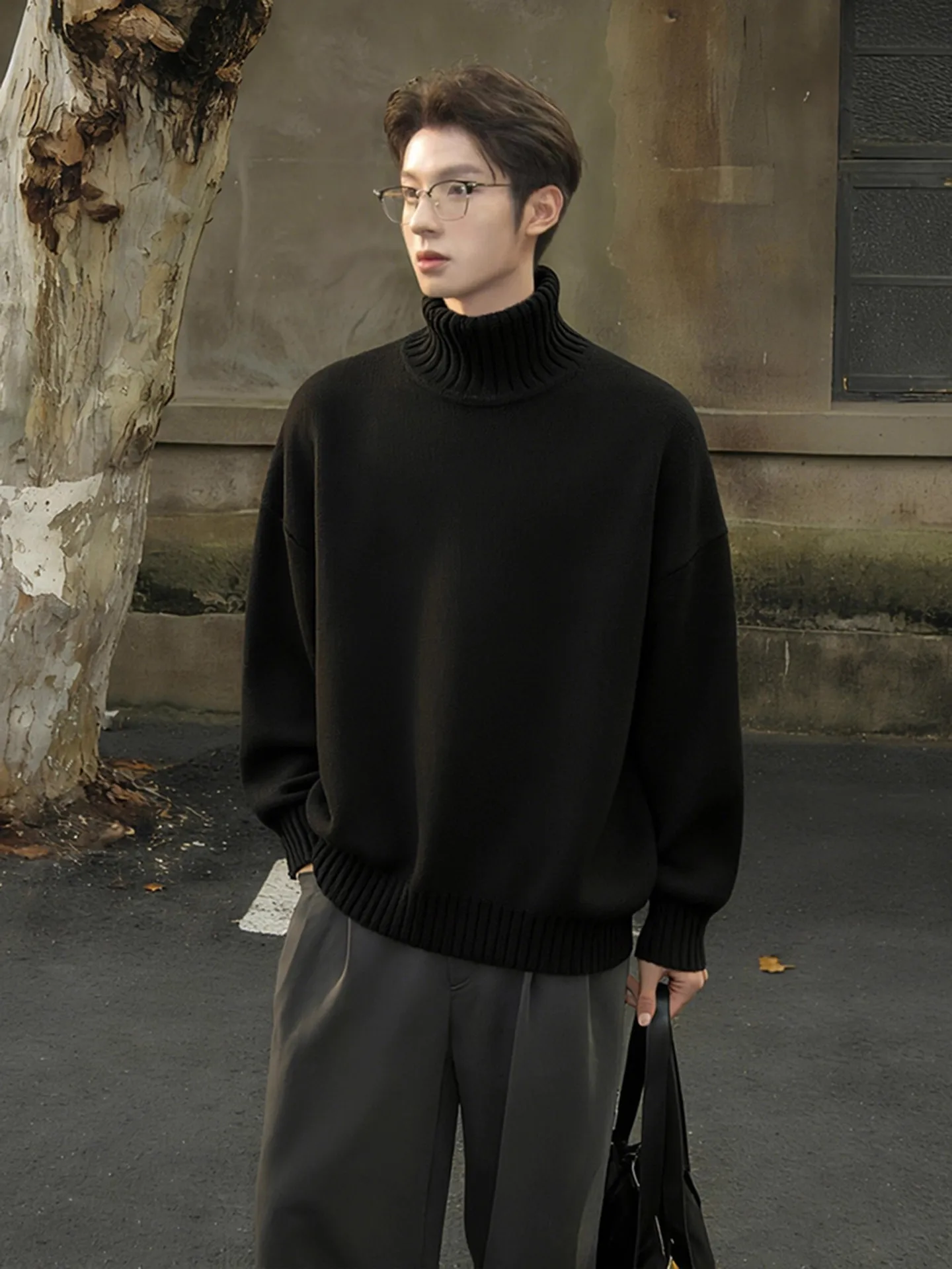 

Мужской вязаный свитер с высоким воротником на флисовой подкладке, утепленный, осенне-зимний, модный, для ношения как верхняя одежда или под одежду, повседневный, свободного кроя, мягкий, комфортный.