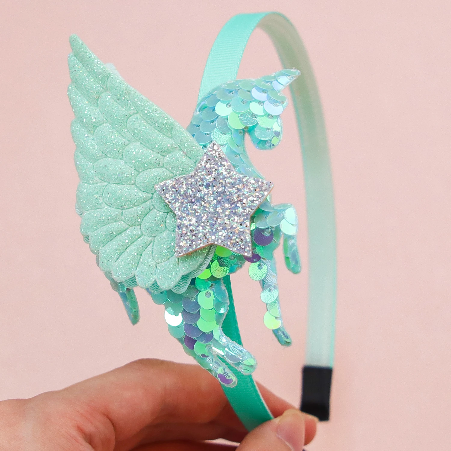 Fashion Unicorn Headbands for Girls Cute Wing Sequin Unicorn Hairbands Kids Hairhoops Children Girls Hair Accessories