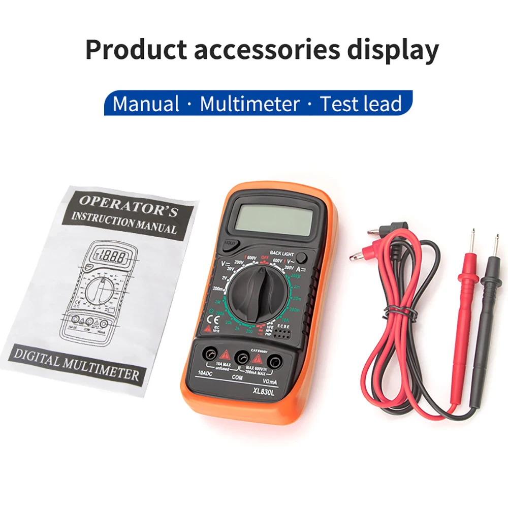 XL830L Digital Multimeter Multifunctional Resistance Voltage Measuring AC/DC Voltmeter DC Ammeter Voltage Tester Multimetro