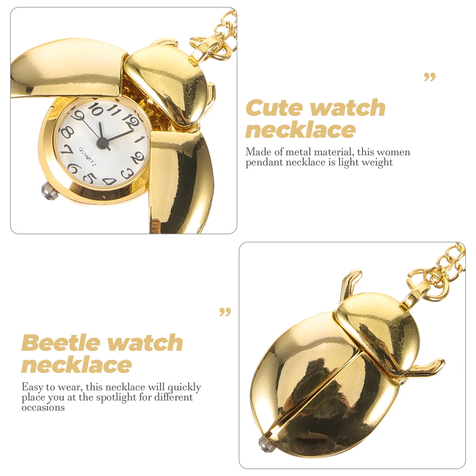 Beetle Pocket Watch Cute Pendant Necklace Jewelry Vintage Ladies Watches Necklaces