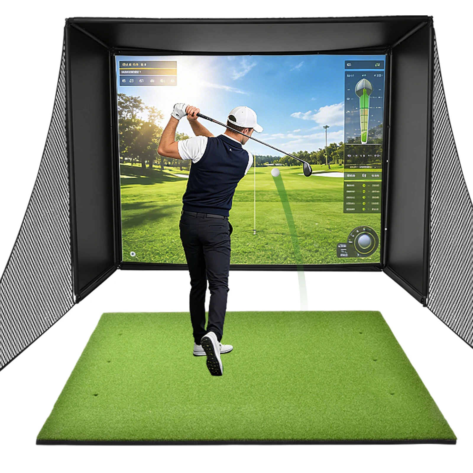 

5x4ft Extra Thick 31mm Dual Turf Golf Hitting Mat for Indoor Outdoor Practice High Density Artificial Turf Training Aid with Balls Tees Heavy Duty EVA Foam Backing for Garage Backyard Chipping Driving Range Simulator