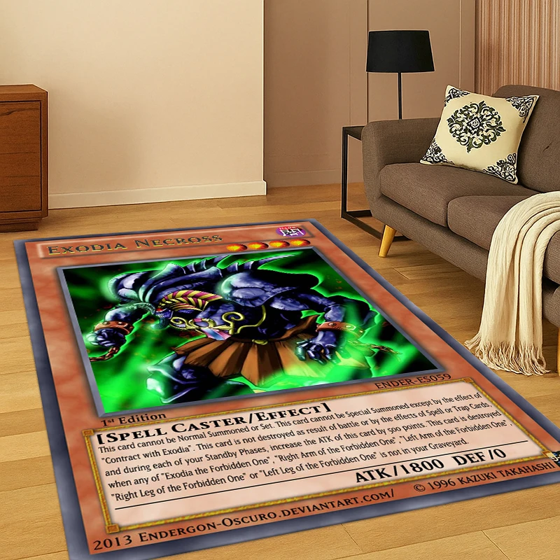 Anime Yu-Gi-Oh Monster-Karten Cartoon-Teppich für Schlafzimmer, Wohnzimmer, Sofa, Fußmatte, Heimdekoration, Kinder-Spielbereich-Teppich, rutschfest, Geschenk
