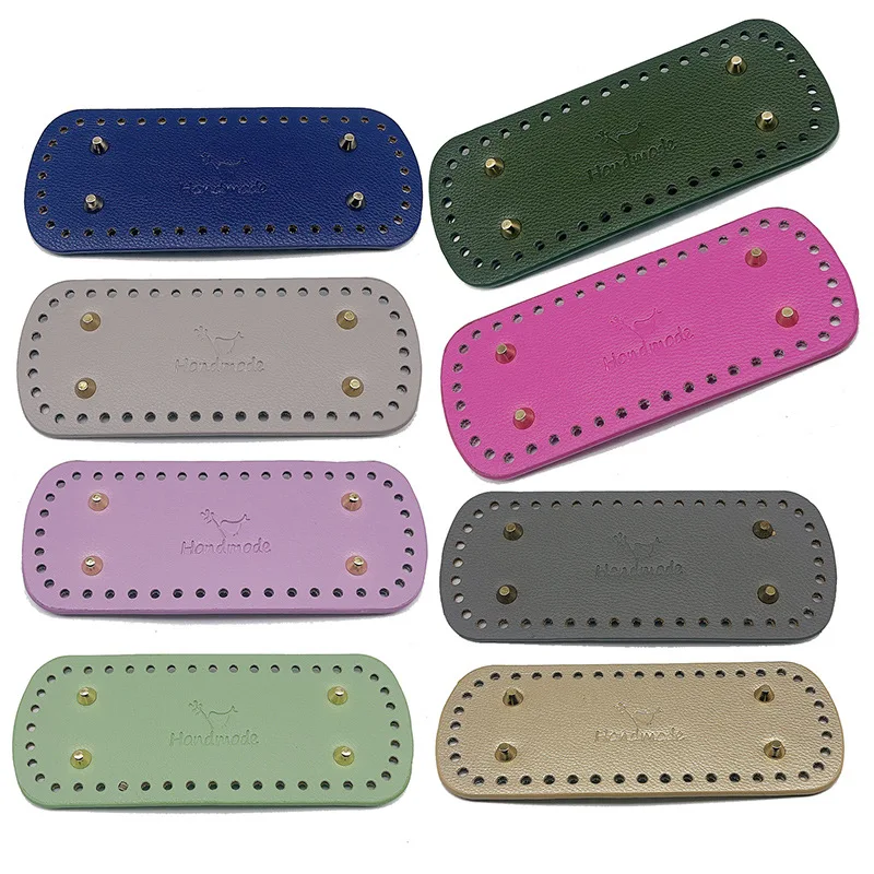 20*8cm Long Rectangle Bottom for Knitting Bag Leather Craft Accessories Handmade Bottom with Holes DIY crochet Bag Bottom Base